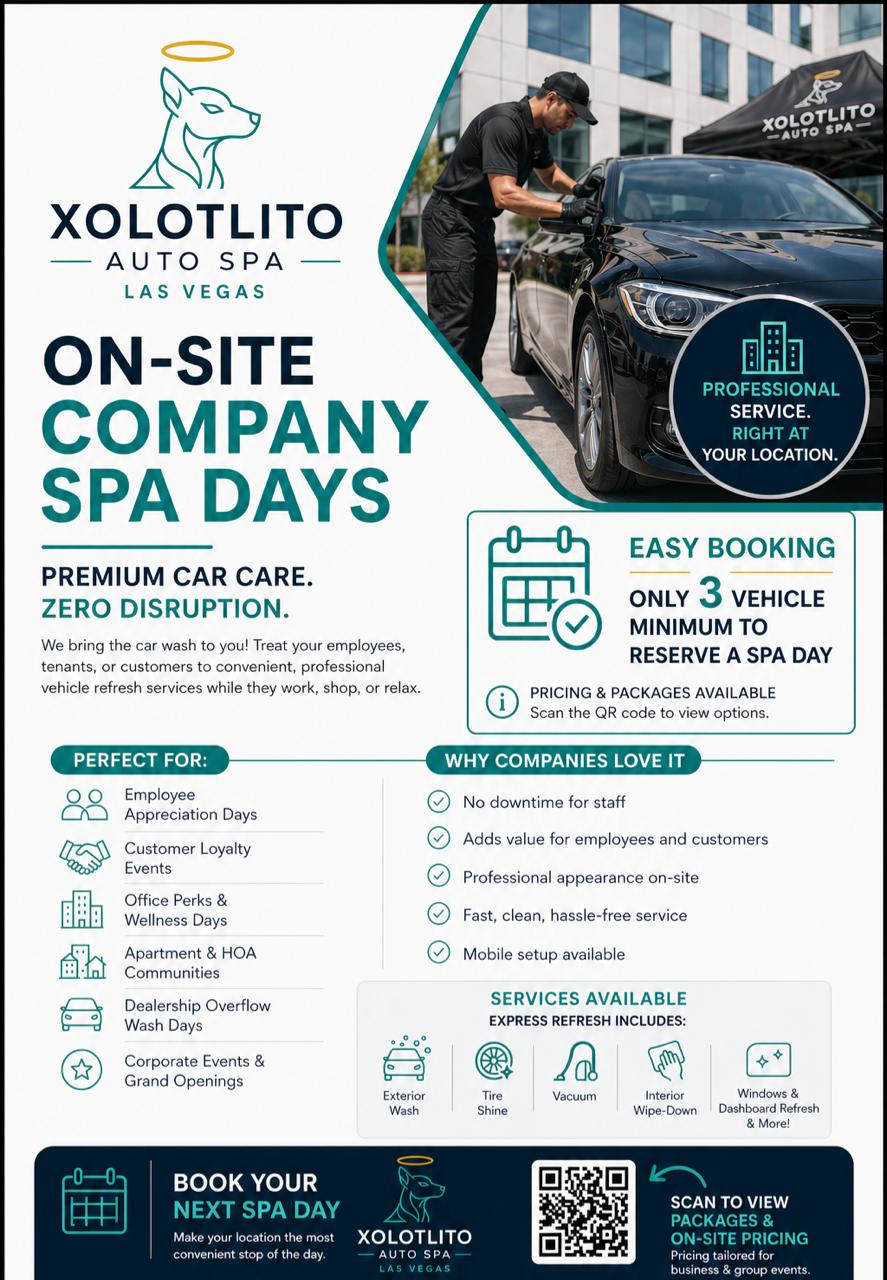 Xolotlito Auto Spa corporate car spa day flyer reference